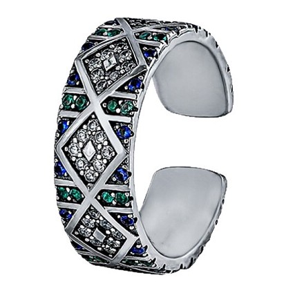 Открытые кольца-манжеты из латуни с микропаве из кубического циркония для мужчин, ромб