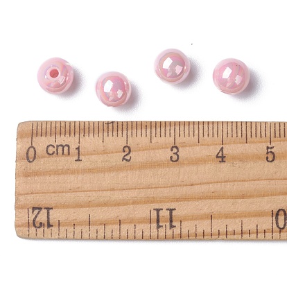 Perles acryliques opaques, de couleur plaquée ab , ronde
