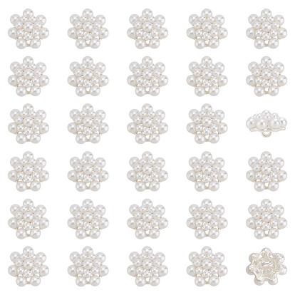 30шт. пуговицы из сплава пластика с перламутровой ножкой, 1-луночное, цветок