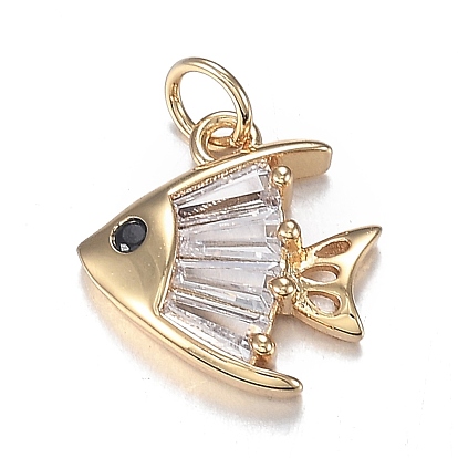 Брелоки из прозрачной латуни и черного кубического циркония, долговечный, форма рыбы