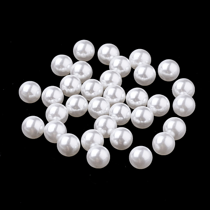 Perles d'imitation en plastique écologique, haut lustre, Grade a, aucun perles de trou, ronde