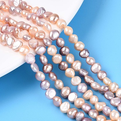 Нити из натурального культивированного пресноводного жемчуга, двух сторон полированной