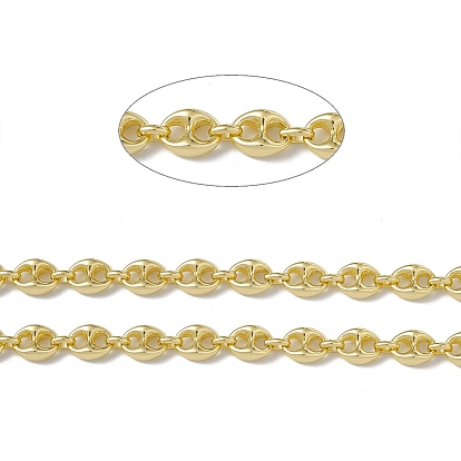 Brass Coffee Bean Chains, with Spool, Soldered, Long-Lasting Plated, Cadmium Free & Nickel Free & Lead Free