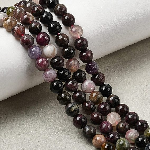 Круглый природных турмалин бисер пряди, класса AB, незначительный зеленый