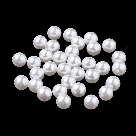 Perles d'imitation en plastique écologique, haut lustre, Grade a, aucun perles de trou, ronde