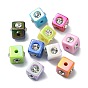 Opaque Acrylic Beads, with Rhinestone, AB Color, Cube