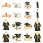 14Pcs 7 Styles Graduation Season Alloy Enamel Pendants, School Uniform & Student Card & Bachelor Cap & Book & Pencil