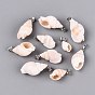 Brass & Natural Spiral Shell Pendants, Conch Charms
