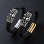 Браслеты из плетеного шнура из искусственной кожи в стиле панк, 304 Браслеты с подвесками в виде пчел из нержавеющей стали для мужчин, с магнитной застежкой