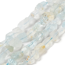 Raw Rough Natural Aquamarine Beads Strands, Nuggets