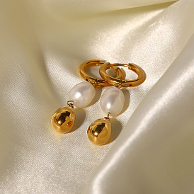 Natural Pearl 18K Gold Plated Earrings - Minimalist, Elegant and Versatile Ear Drops