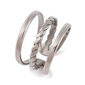 Twist 304 Stainless Steel Three-layer Cuff Rings for Women