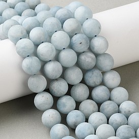 Природные Аквамарин бисер нитей, матовые, круглые