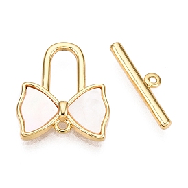 Brass Toggle Clasps, with Shell, Bowknot