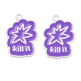 Spray Paint Alloy Pendants, with Enamel, Word Kill it Charm