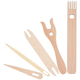 Nbeads Beechwood Knitting Tools Set, Including Wooden Knitting Fork and Needle