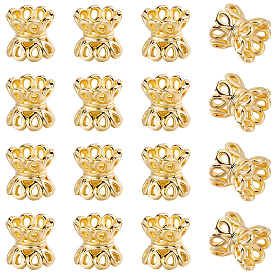 40шт. латунные двойные колпачки для бусин, стойки покрытие, без никеля , цветок