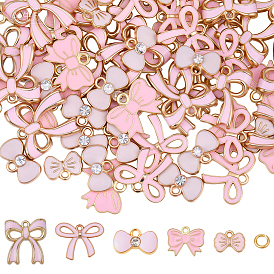 80 шт. 5 стили подвески-бантики из сплава с эмалью, с 100железными прыгающими кольцами