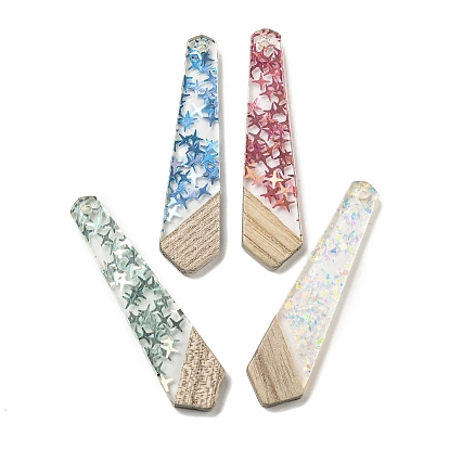 Деревянные подвески, смола и золотая фольга, многоугольник