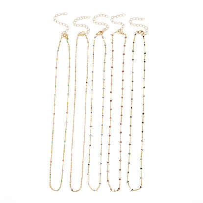 Brass Lumachina Chain Necklaces, with Enamel