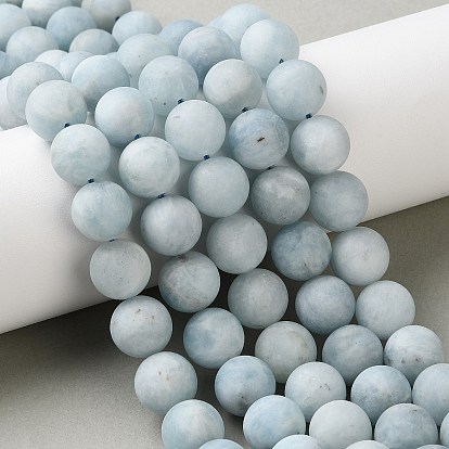 Природные Аквамарин бисер нитей, матовые, круглые