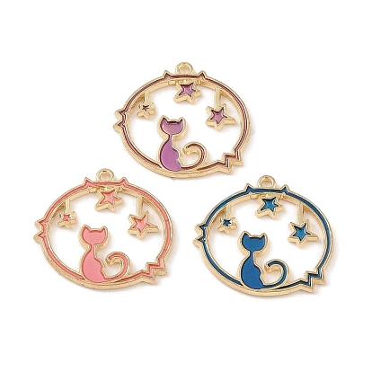 Подвески из эмали и сплава, золотой свет, кольцо в форме кошки