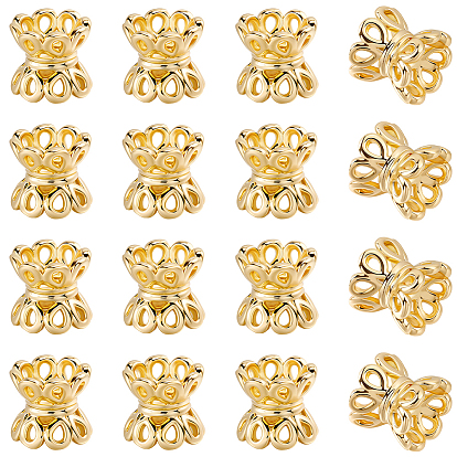 40шт. латунные двойные колпачки для бусин, стойки покрытие, без никеля , цветок