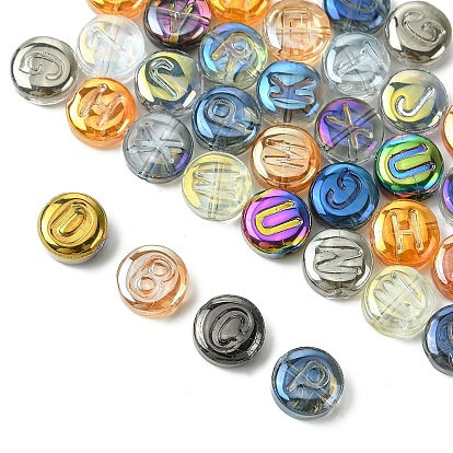 Гальванические стеклянные бусины, плоские круглые с буквы