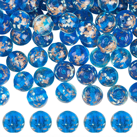 3 нити ручной работы из золотистого песка, нити лэмпворк-бусины, светящийся, круглые