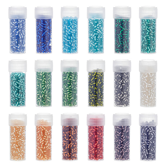 90g 18 цвета стеклянные бусины, серебряная линия