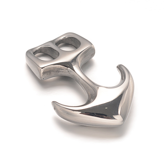 Гладкая поверхность 304 крючки из нержавеющей стали, для изготовления кожаных браслетов, якорь, 32.5x21.5x6 мм, отверстие : 5.5x7 мм