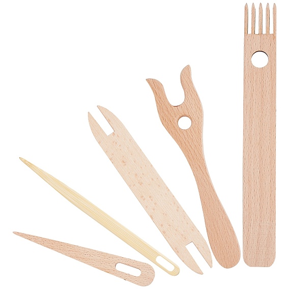 Beechwood Knitting Tools Set, Including Wooden Knitting Fork and Needle