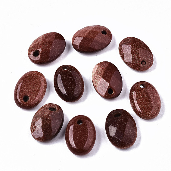 Synthetic Goldstone Pendants, Oval