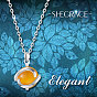 SHEGRACE 925 Sterling Silver Pendant Necklace, with Opal, Round, Gold