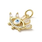 Brass Micro Pave Cubic Zirconia Pendants, with Enamel and Glass, with Jump Ring, Real 18K Gold Plated, Evil Eye