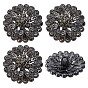 4Pcs 1-Hole Alloy Glass Shank Buttons, Flower