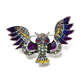 Owl Enamel Pins, Alloy Rhinestone Brooches for Backpack Clothes