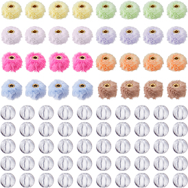 64шт 8 цвета имитация меха норки европейские бусины, бусины с большим отверстием, с сердечником сплава, рондель, 64 шт прозрачные акриловые бусины, круглые