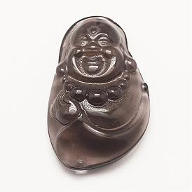 Pendentifs en obsidienne naturels sculptés, Bouddha