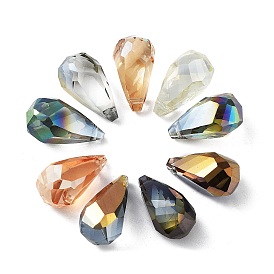 Electroplate Teardrop Glass Beads, Faceted