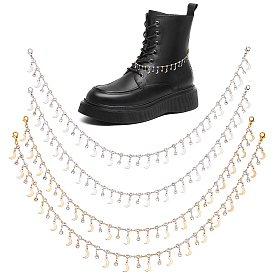 4 шт. 2 цвета латунь микропаве прозрачный кубический цирконий цепи ремешок для ботинка цепи, Сплав с застежками когтя омара, луна