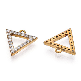 Breloques en laiton zircon cubique transparent, triangle, sans nickel