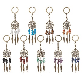 9шт. брелок из натурального камня, с фурнитурой сплавочной тибетского стиля, разноцветные