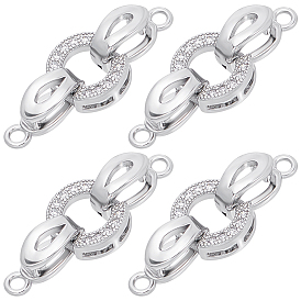 6шт. латунные микропаве прозрачные кубические цирконии складные застежки, овальные