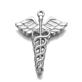 304 Stainless Steel Pendants, Caduceus Symbol for Medicine