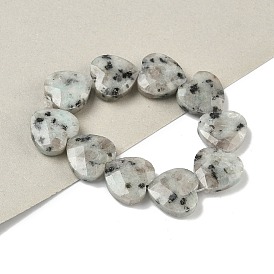 Натуральный кунжут яшма / киви нитки бусины яшмы, граненые, сердце