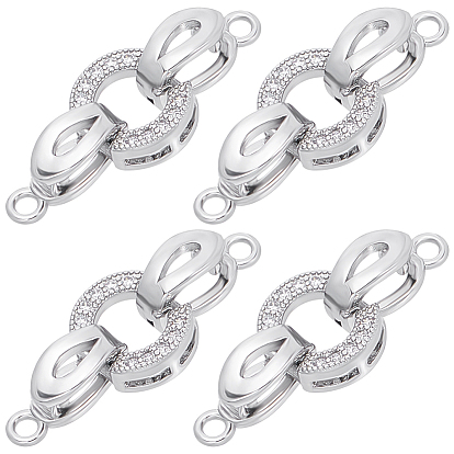 6шт. латунные микропаве прозрачные кубические цирконии складные застежки, овальные