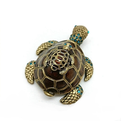 Sea Turtle Alloy Jewelry Storage Box, with  Magnetic Clasps, for Ring, Neckalces, Pendant, Home Decoration