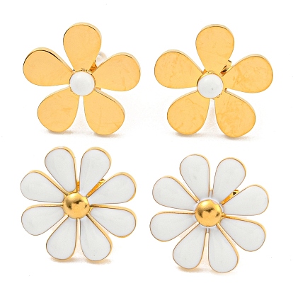 304 женские серьги-пусеты с эмалью из нержавеющей стали, маленькая ромашка