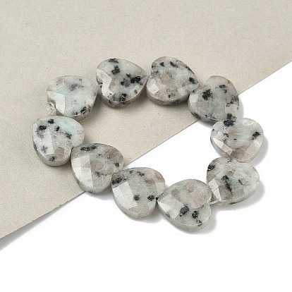 Натуральный кунжут яшма / киви нитки бусины яшмы, граненые, сердце